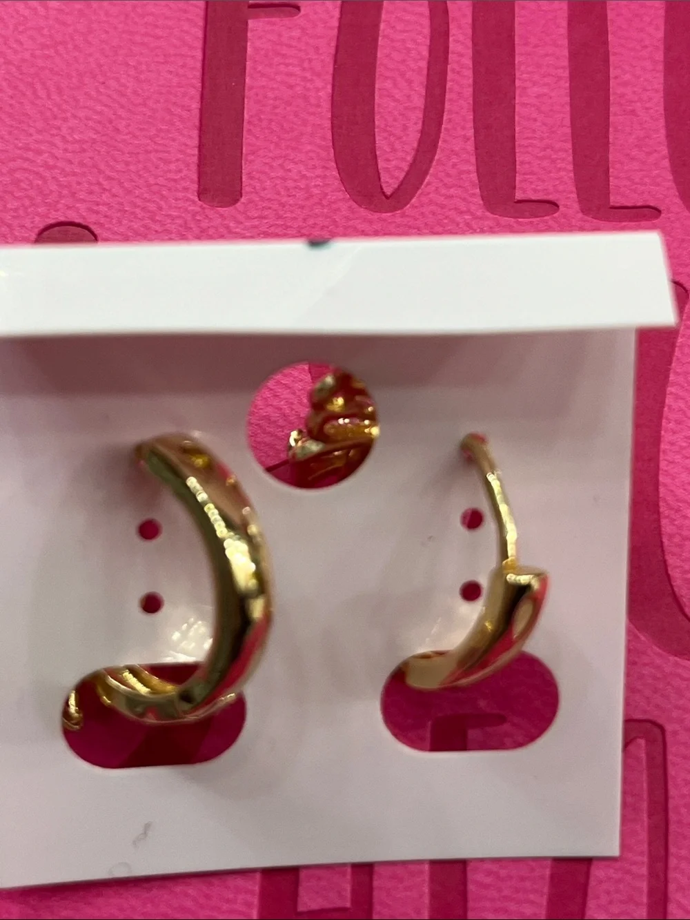 Gold Butterfly Clip-On Earrings with Pink Accents